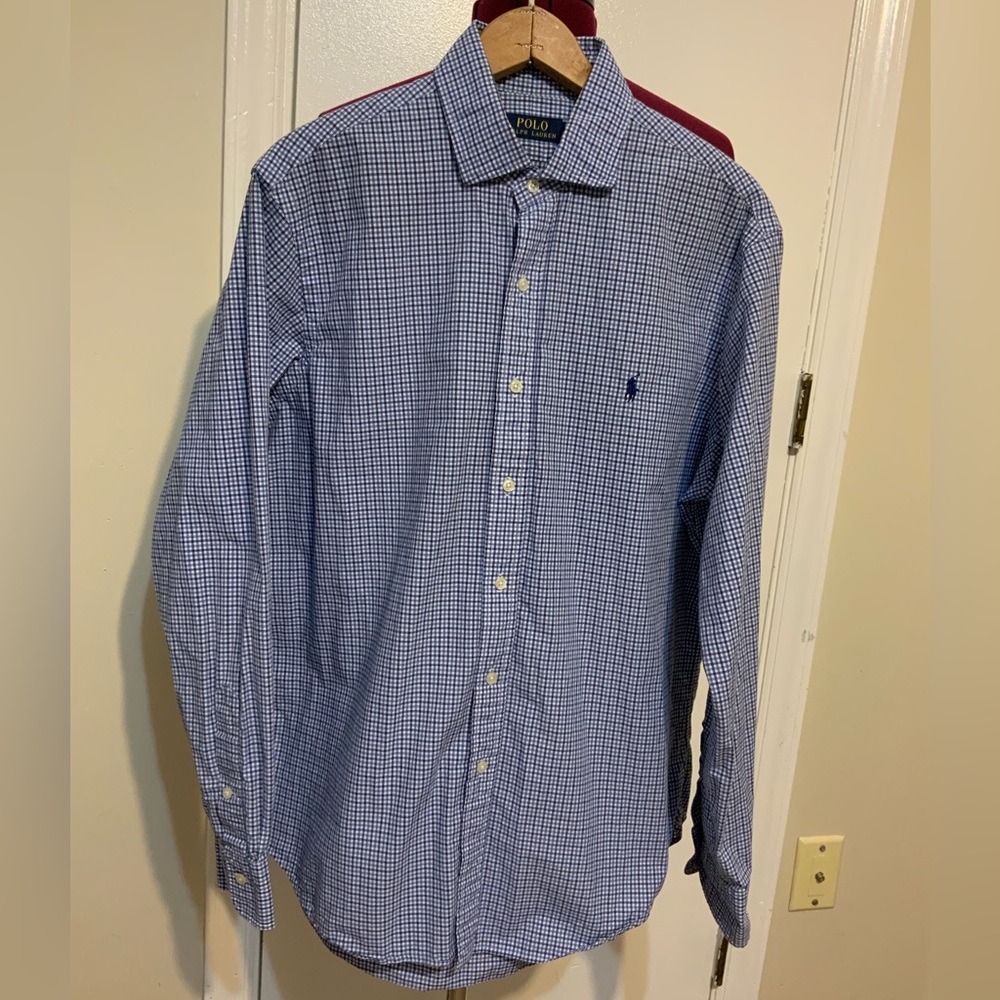 Like New Polo Ralph Lauren Blue plaid Button Up Long Sleeves Shirt